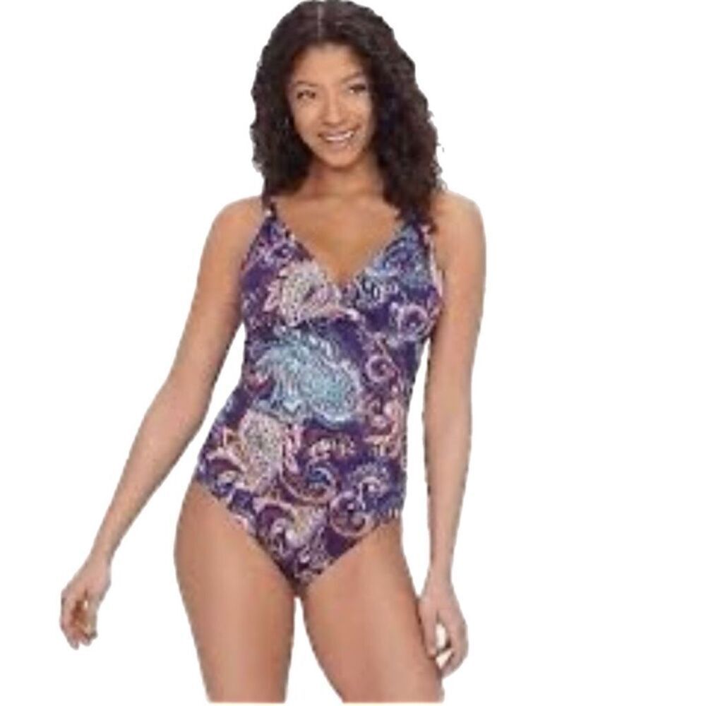 NWT Lauren Ralph Lauren Captiva Paisley One-Piece swimsuit. Size 2